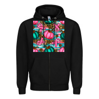 Black breast cancer awareness with pumpkins seamless pattern Zipper Hoodie - BundleAndBundleShop