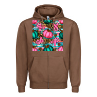 Chestnut breast cancer awareness with pumpkins seamless pattern Zipper Hoodie - BundleAndBundleShop