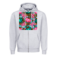 Heather Grey breast cancer awareness with pumpkins seamless pattern Zipper Hoodie - BundleAndBundleShop