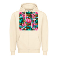 Breast Cancer Awareness With Pumpkins Seamless Pattern Zipper Hoodie | Teevron