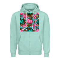 Seafoam breast cancer awareness with pumpkins seamless pattern Zipper Hoodie - BundleAndBundleShop
