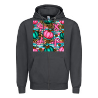 Smoke breast cancer awareness with pumpkins seamless pattern Zipper Hoodie - BundleAndBundleShop