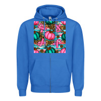 True Royal breast cancer awareness with pumpkins seamless pattern Zipper Hoodie - BundleAndBundleShop