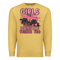 Antique Gold girls like monster trucks too Premium Sweatshirt - MaliasSmallBusiness