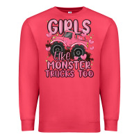 Cardinal girls like monster trucks too Premium Sweatshirt - MaliasSmallBusiness
