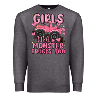 Charcoal Heather girls like monster trucks too Premium Sweatshirt - MaliasSmallBusiness