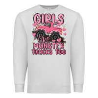 Dove Grey girls like monster trucks too Premium Sweatshirt - MaliasSmallBusiness