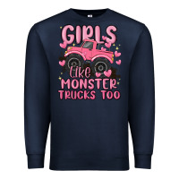 Navy girls like monster trucks too Premium Sweatshirt - MaliasSmallBusiness