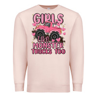 Pale Pink girls like monster trucks too Premium Sweatshirt - MaliasSmallBusiness
