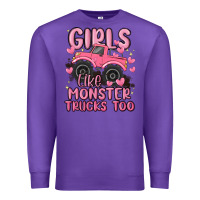 Purple girls like monster trucks too Premium Sweatshirt - MaliasSmallBusiness