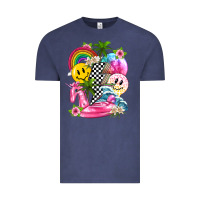 Vintage Denim summer smile face and beach vibes with rainbow tbw Vintage Tee - texasbilliewilder