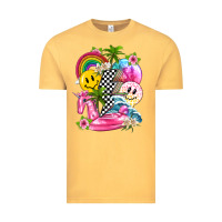 Vintage Mustard summer smile face and beach vibes with rainbow tbw Vintage Tee - texasbilliewilder