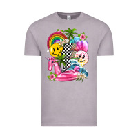 Vintage Zinc summer smile face and beach vibes with rainbow tbw Vintage Tee - texasbilliewilder