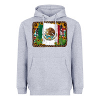 Heather Grey mexican flag background with cactus and sunflower Heavyweight Hoodie - Jasminsmagicworld