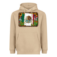 Mushroom mexican flag background with cactus and sunflower Heavyweight Hoodie - Jasminsmagicworld