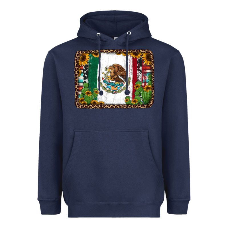 Mexican Flag Background With Cactus And Sunflower Heavyweight Hoodie by Jasminsmagicworld | Teevron