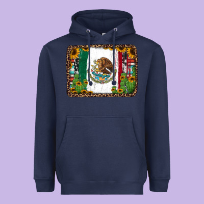 Mexican Flag Background With Cactus And Sunflower Heavyweight Hoodie Designed By Jasminsmagicworld