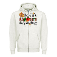 Oatmeal Heather santa's favorite  sport staff Zipper Hoodie - AdoDesignShop