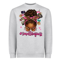 Heather Grey small business afro messy bun Heavyweight Sweatshirt - texasbilliewilder