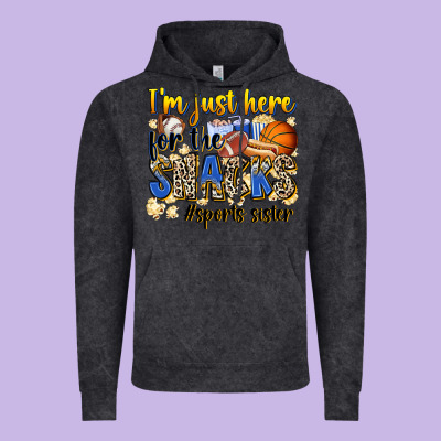 Im Just Here For The Snacks Sports Sister Vintage Hoodie Designed By Zillion Design Studio