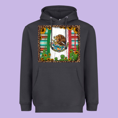 Mexican Flag Background With Cactus And Sunflower Tumbler Heavyweight Hoodie Designed By Jasminsmagicworld