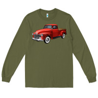 Army Green western red truck right 34 view Long Sleeve Tee - FaDigitalArtStudio