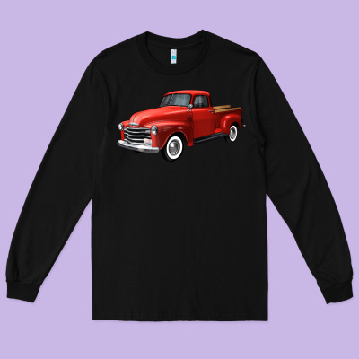 Western Red Truck Right 34 View Long Sleeve Tee Designed By Fadigitalartstudio