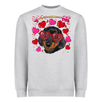 Heather Grey valentine's day  dachshund puppy Heavyweight Sweatshirt - RanaPortraitStore
