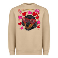 Mushroom valentine's day  dachshund puppy Heavyweight Sweatshirt - RanaPortraitStore