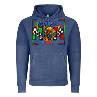 Vintage Denim autism mom checkered flag Vintage Hoodie - Zillion Design Studio