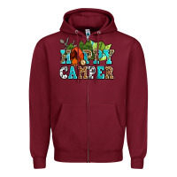 Burgundy happy camper with trees and map Zipper Hoodie - AdoDesignShop