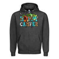Charcoal Heather happy camper with trees and map Zipper Hoodie - AdoDesignShop