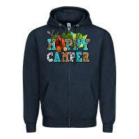 Navy happy camper with trees and map Zipper Hoodie - AdoDesignShop