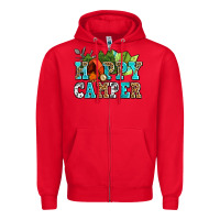 Red happy camper with trees and map Zipper Hoodie - AdoDesignShop