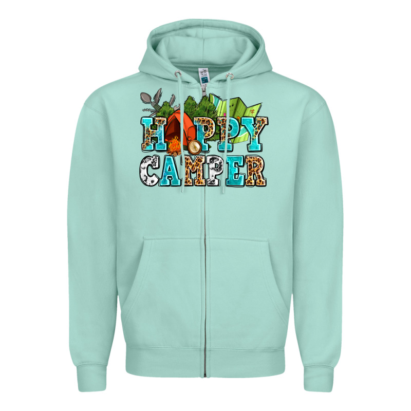 Happy Camper With Trees And Map Zipper Hoodie by AdoDesignShop | Teevron