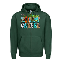 Sports Green happy camper with trees and map Zipper Hoodie - AdoDesignShop
