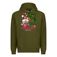 Army Green Pink Christmas hot cocoa and christmas movies Premium Hoodie - NancyCooperArtShop