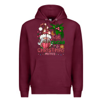 Burgundy Pink Christmas hot cocoa and christmas movies Premium Hoodie - NancyCooperArtShop