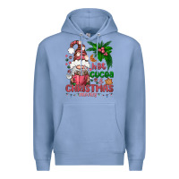 Colony Blue Pink Christmas hot cocoa and christmas movies Premium Hoodie - NancyCooperArtShop