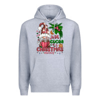 Heather Grey Pink Christmas hot cocoa and christmas movies Premium Hoodie - NancyCooperArtShop