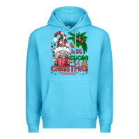 Ocean Blue Pink Christmas hot cocoa and christmas movies Premium Hoodie - NancyCooperArtShop