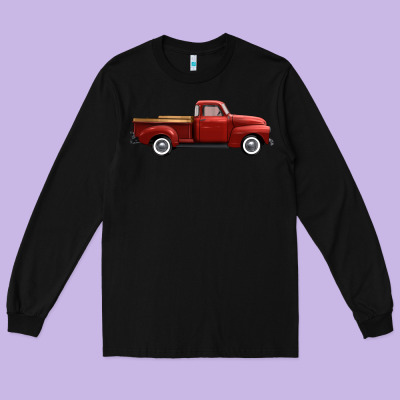 Western Red Truck Right Side View Long Sleeve Tee Designed By Fadigitalartstudio