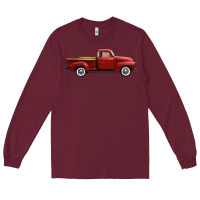 Burgundy western red truck right side view Long Sleeve Tee - FaDigitalArtStudio