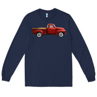 Navy western red truck right side view Long Sleeve Tee - FaDigitalArtStudio