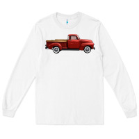 White western red truck right side view Long Sleeve Tee - FaDigitalArtStudio