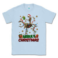 Dusty Blue merry christmas deer skeleton Classic Tee - FaDigitalArtStudio