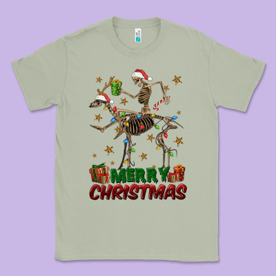 Merry Christmas Deer Skeleton Classic Tee Designed By Fadigitalartstudio
