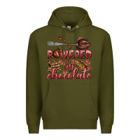 Army Green powered by chocolate Premium Hoodie - AdoDesignShop