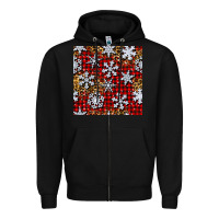 Black christmas snow crystals with plaid seamless pattern Zipper Hoodie - BundleAndBundleShop