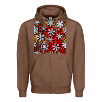 Chestnut christmas snow crystals with plaid seamless pattern Zipper Hoodie - BundleAndBundleShop